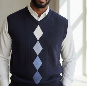 Dockers Dark Blue Argyle Sweater Vest sz XL